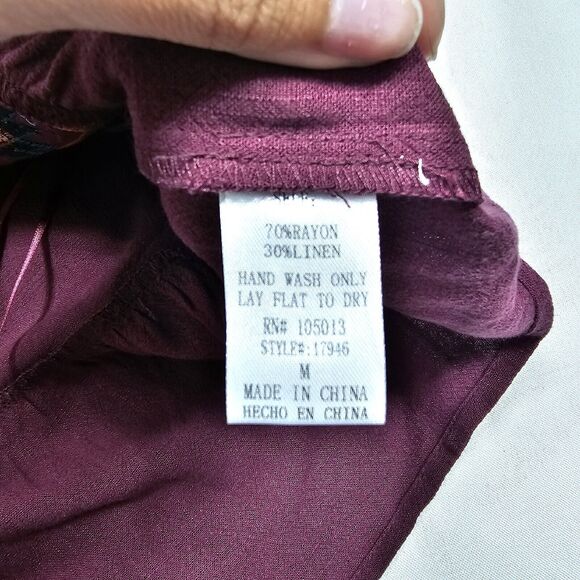 Savanna Jane Womens Size M Purple Colorful Embroidered Long Sleeve Linen Rayon - Picture 4 of 13